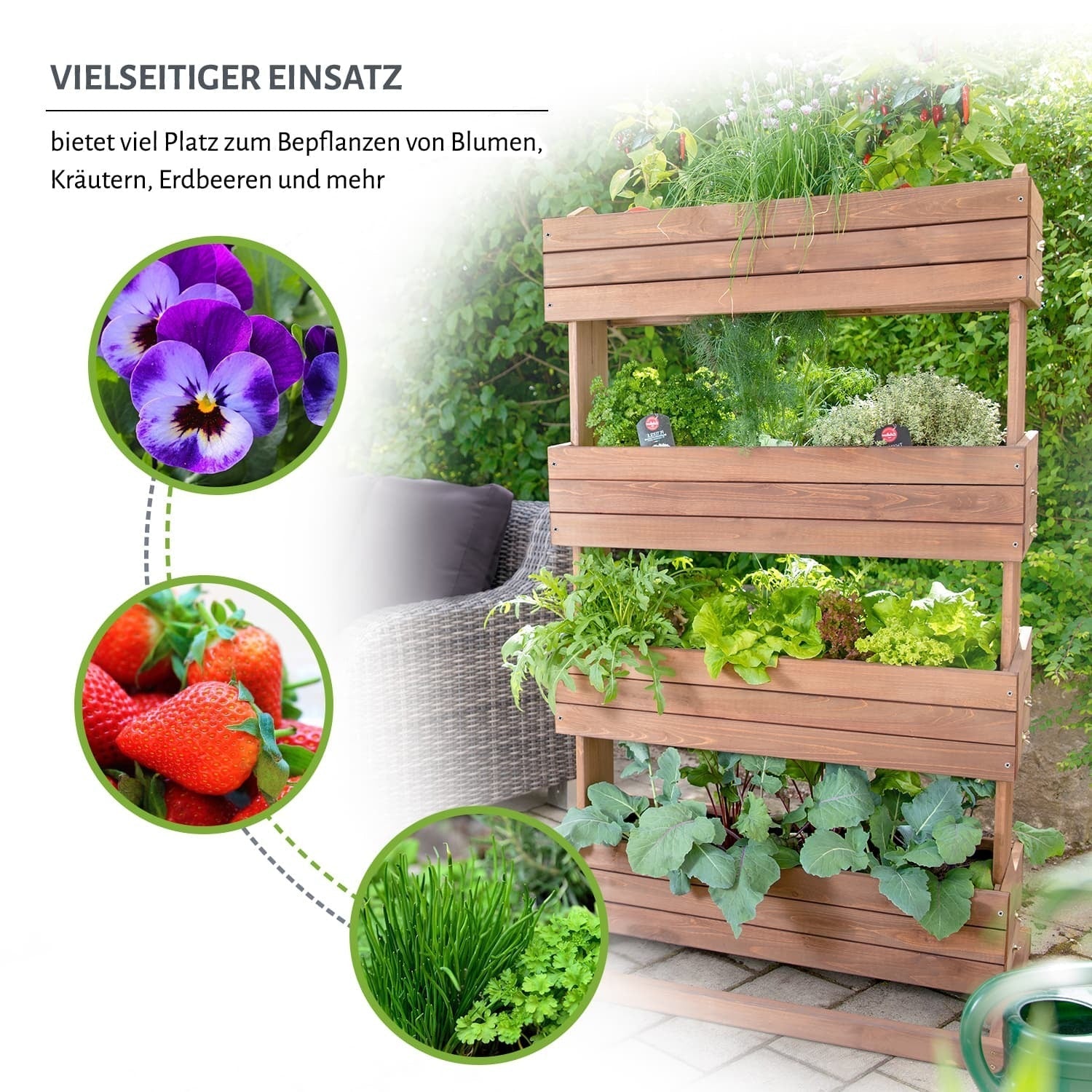 Vertikales Hochbeet 85 x 50 x 145 cm - Tanne