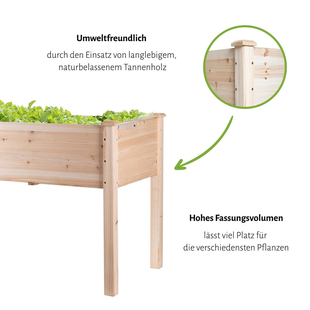 Hochbeet XL 125 x 59 x 76 cm - Naturholz