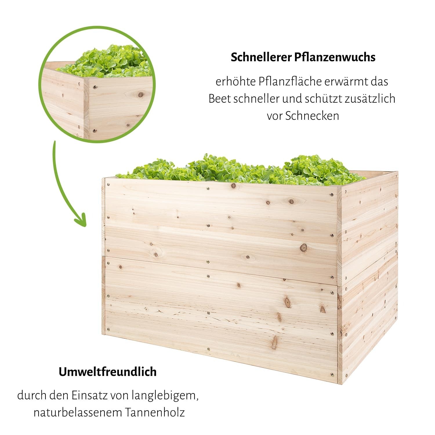 Hochbeet L 117 x 77 x 78 cm - Naturholz