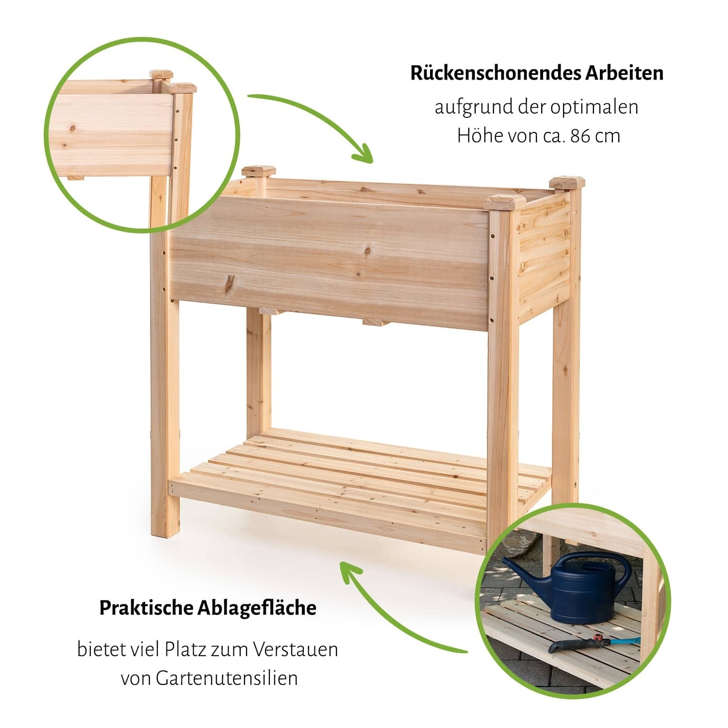 Hochbeet 85 x 45 x 86 cm - Naturholz