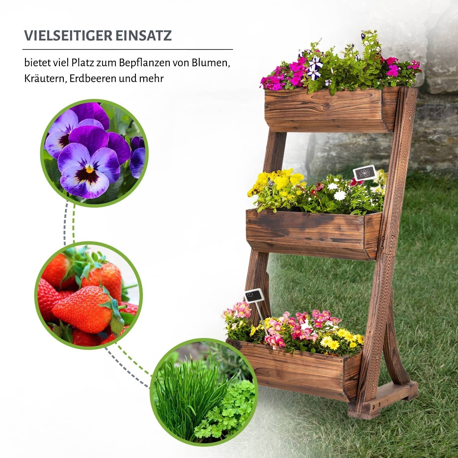 Vertikales Hochbeet 62 x 47 x 117 cm - Tanne