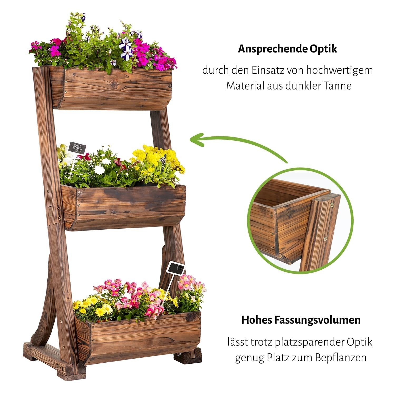 Vertikales Hochbeet 62 x 47 x 117 cm - Tanne