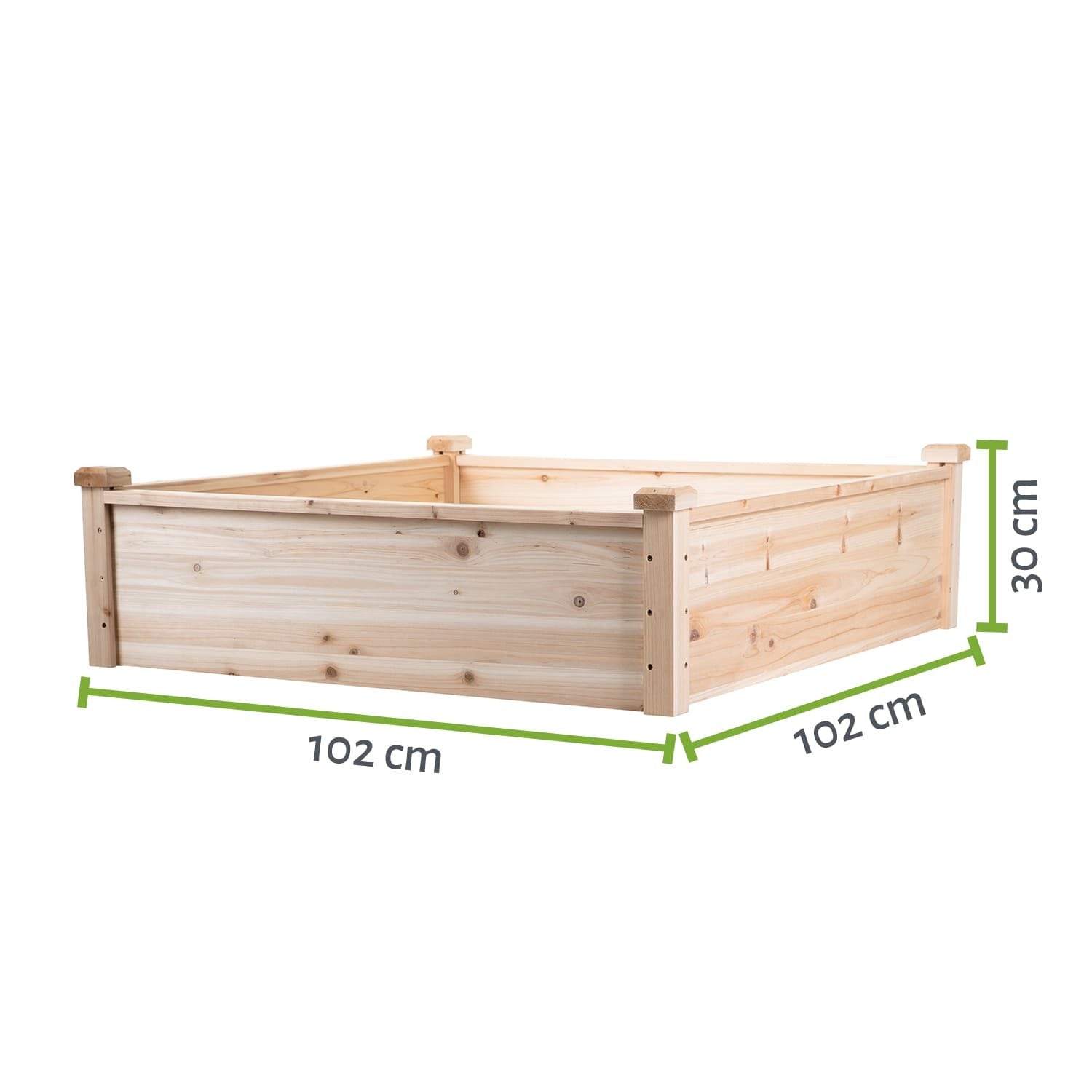 Hochbeet 102 x 102 x 30 cm - Naturholz