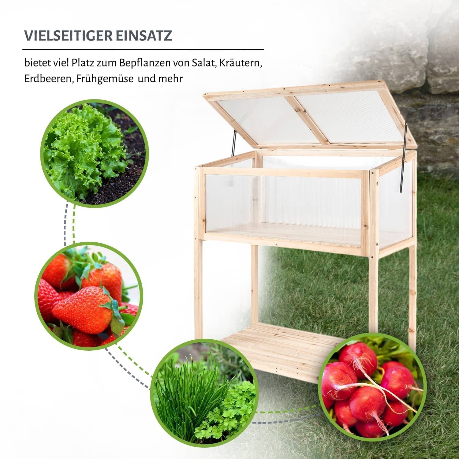 Hochbeet 49 x 90 x 95 / 103 cm - Naturholz