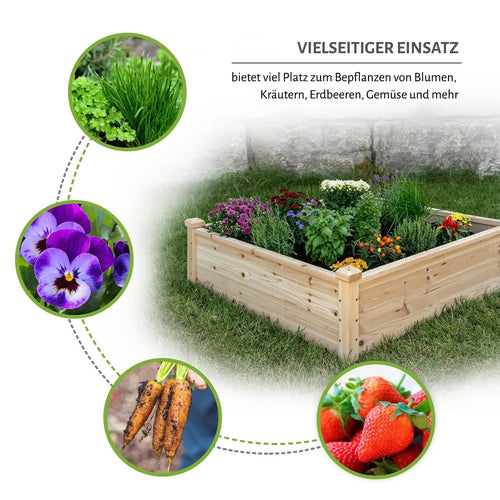 Hochbeet 102 x 102 x 30 cm - Naturholz