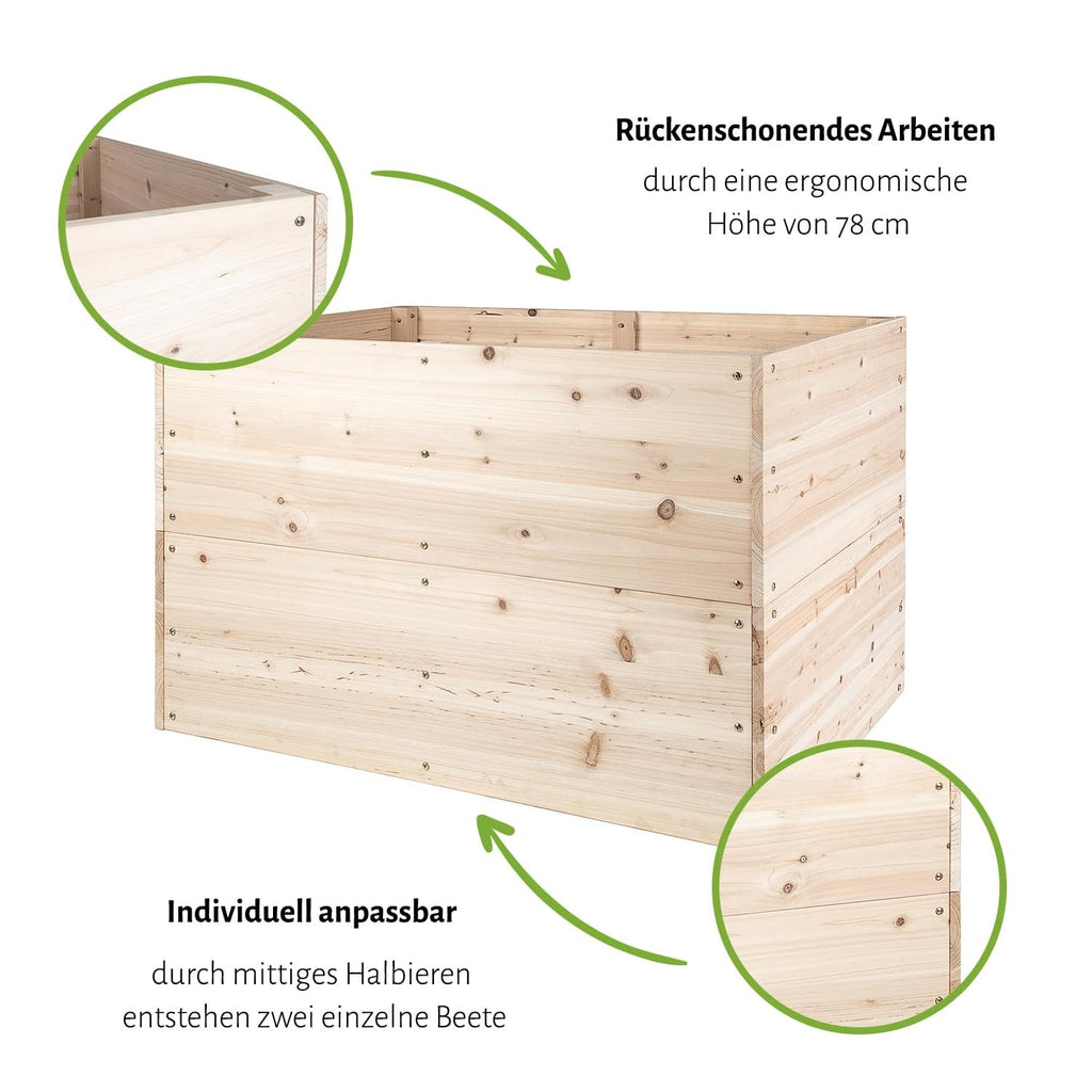 Hochbeet L 117 x 77 x 78 cm - Naturholz