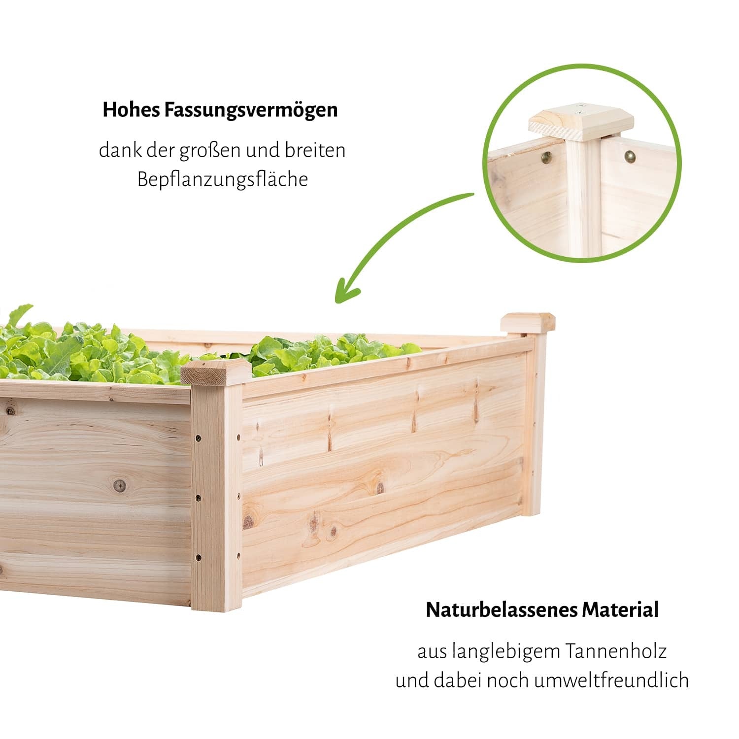 Hochbeet 102 x 102 x 30 cm - Naturholz