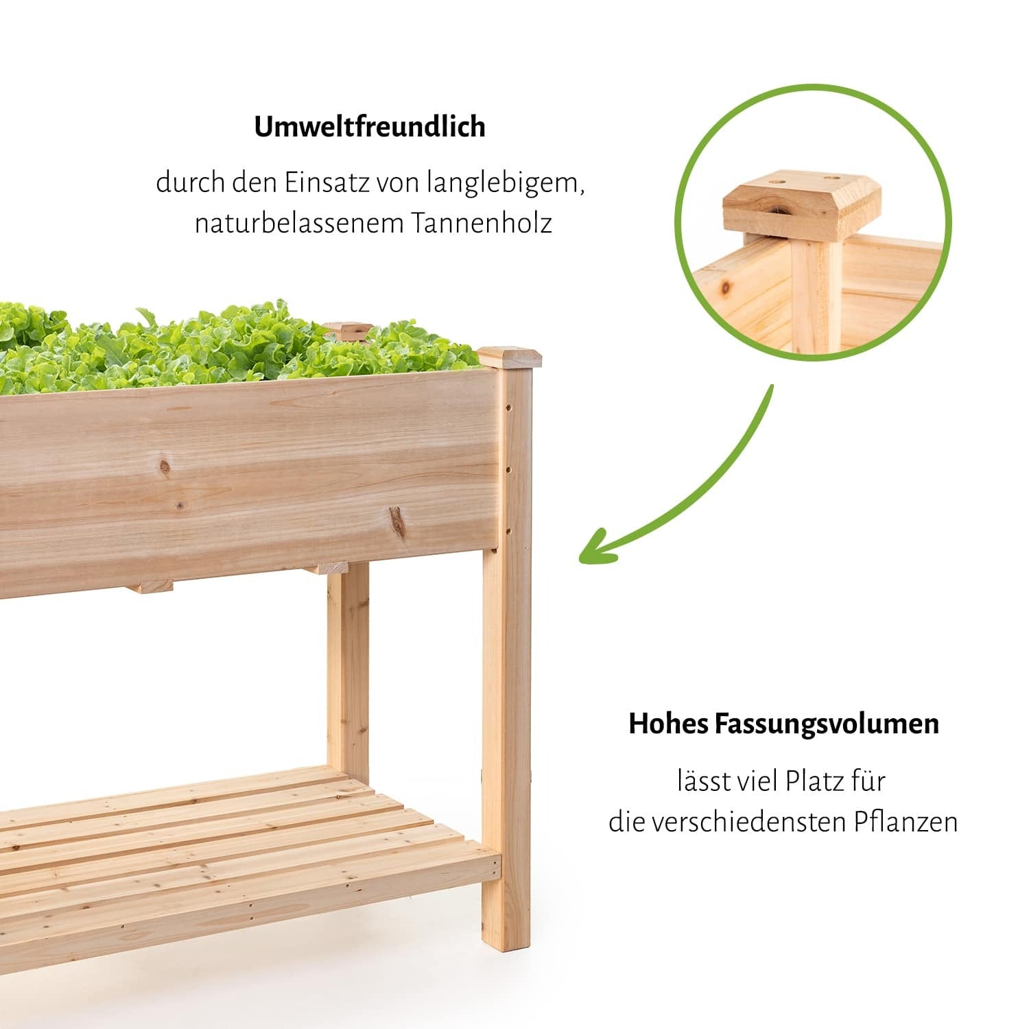 Hochbeet 85 x 45 x 86 cm - Naturholz